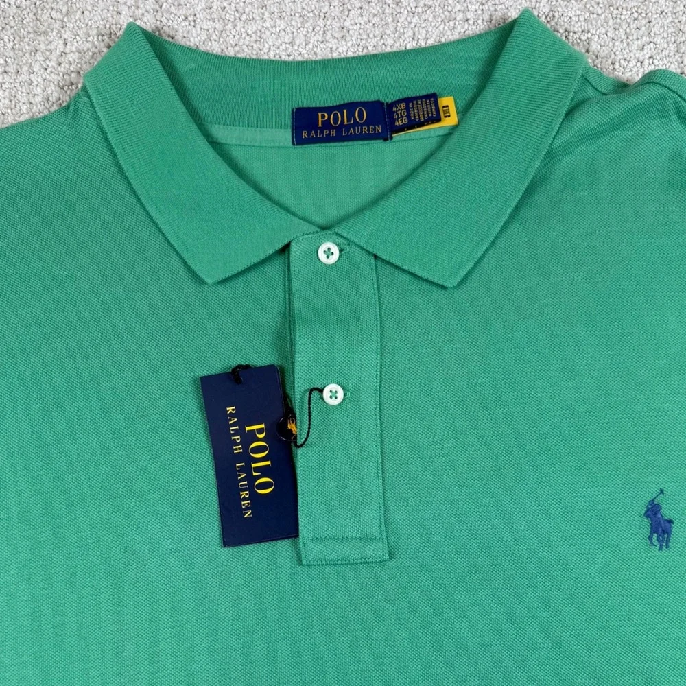 NEW Polo Ralph Lauren Mens 4XB Green Short Sleeve Pique Cotton Pony Polo Shirt